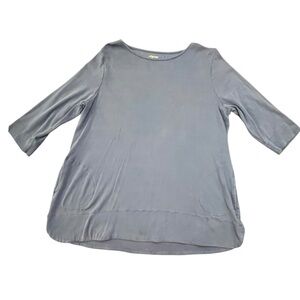 Chico's The Ultimate Tee Two-Pocket Tunic‎ Top Sz Large Petite Blue Grey Casual